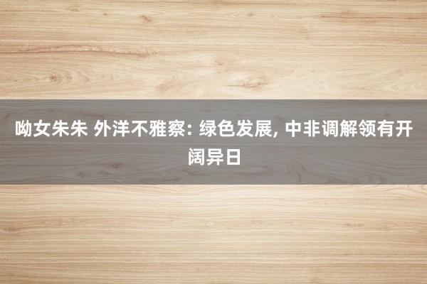 呦女朱朱 外洋不雅察: 绿色发展， 中非调解领有开阔异日
